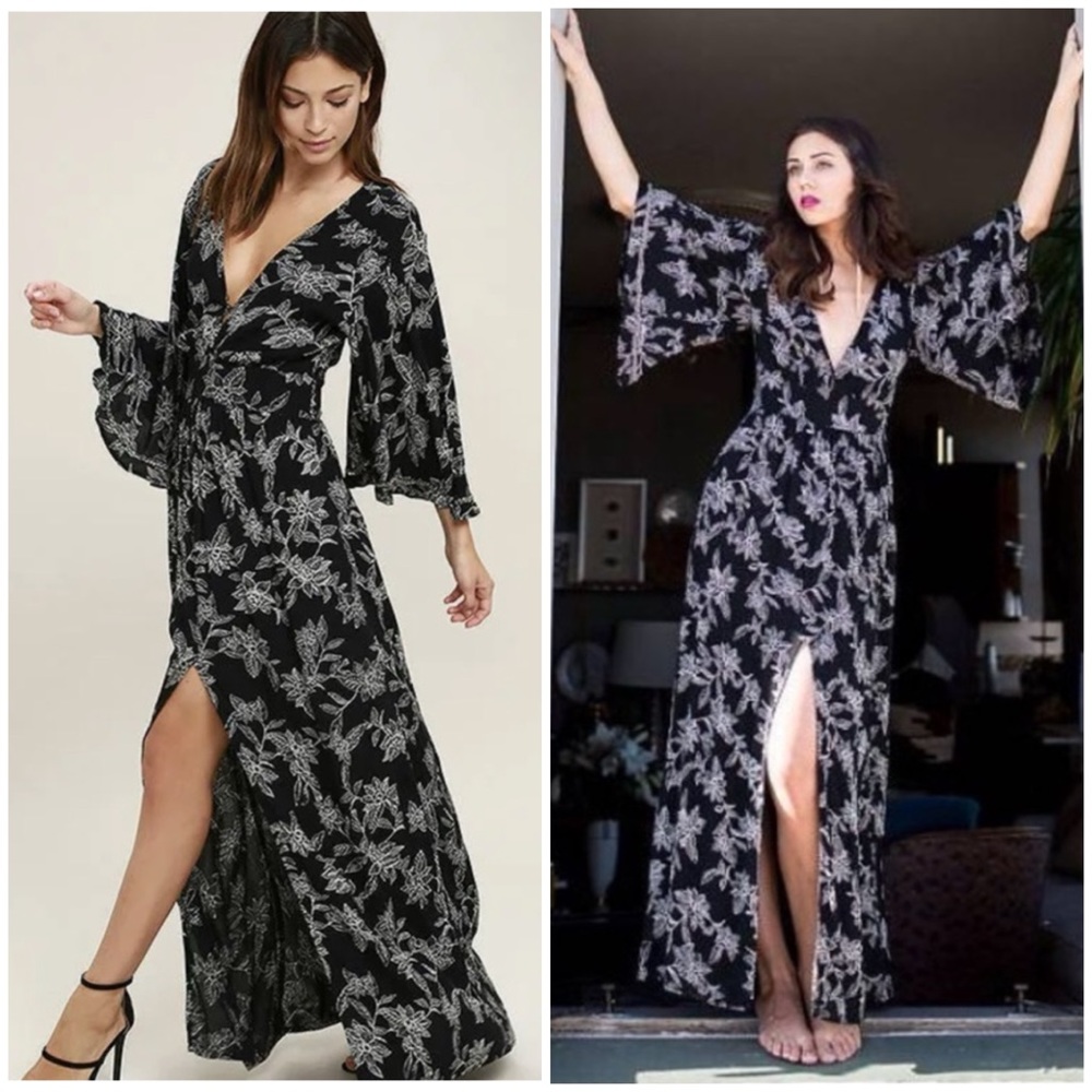 Amuse Society Floral Vortex Maxi Dress Sise S